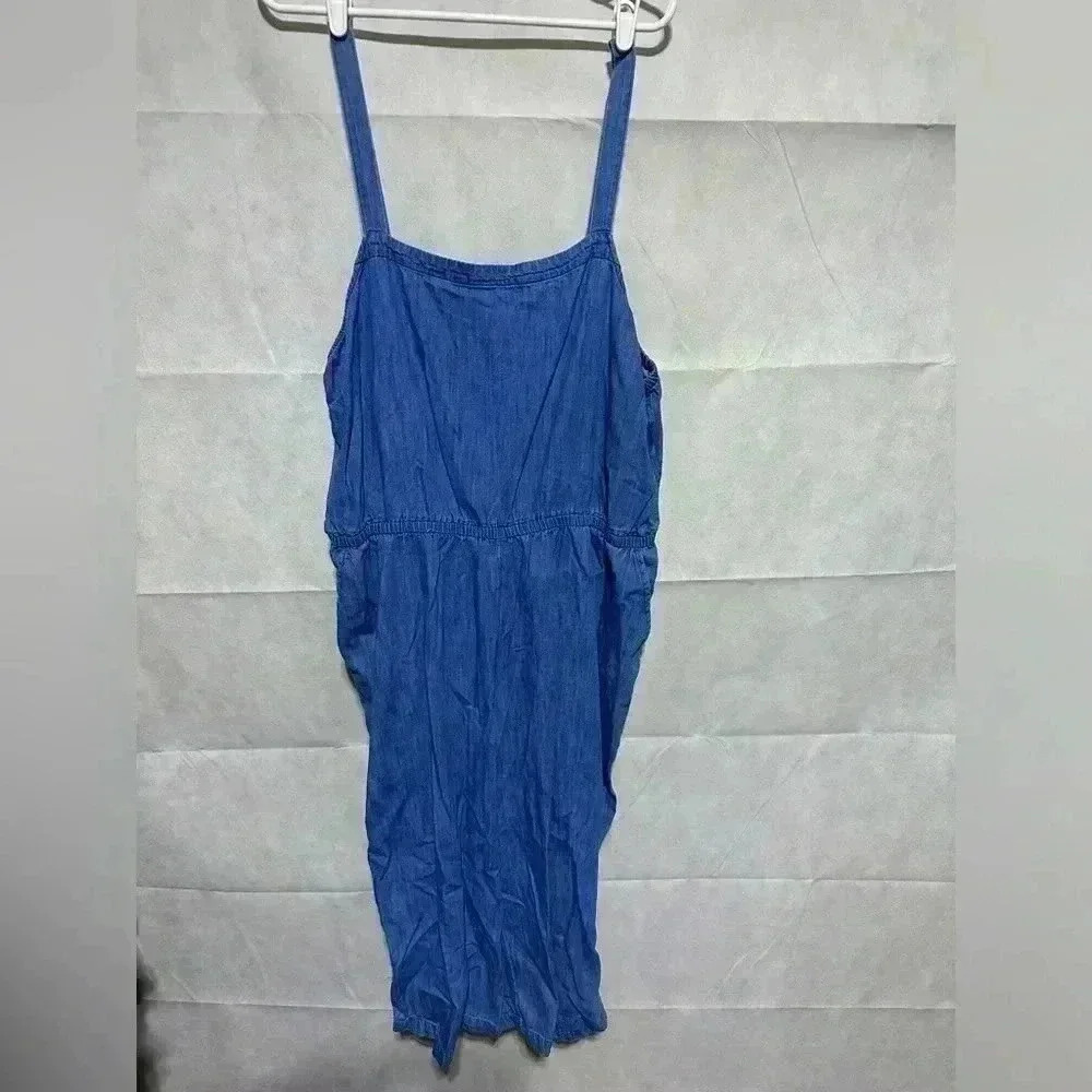 Old Navy Womens Wide Leg Blue Jean Denim Sleeveless Jumpsuit Size XXL Pockets
